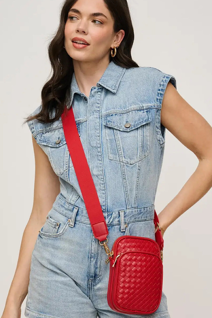 Celeste Woven Crossbody Bag Red