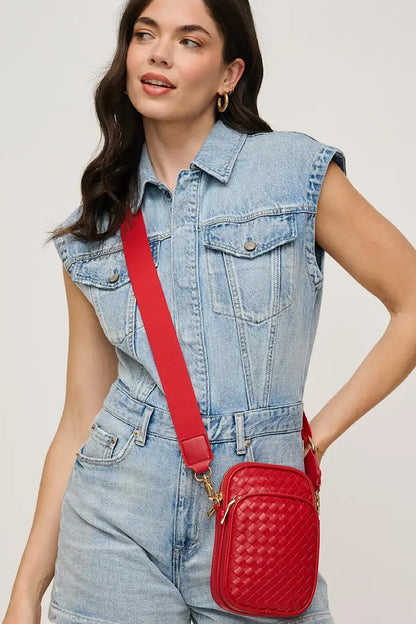 Celeste Woven Crossbody Bag Red