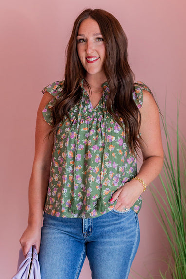 Garden Romance Flutter Blouse Top