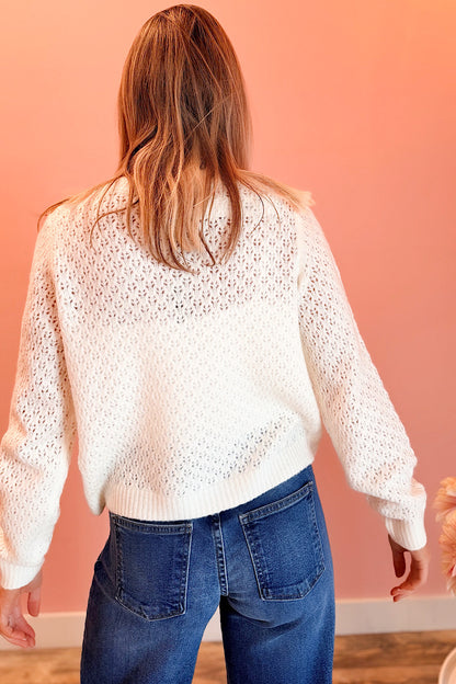 Reset Time Eyelet Knit Cardigan Cream