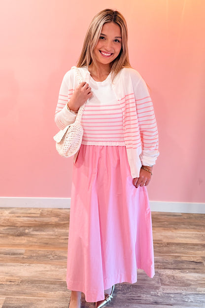 Poised in Pink Mixed Media Dress