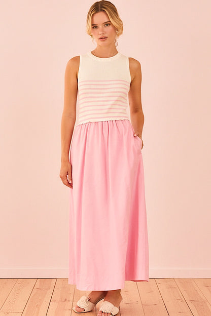 Poised in Pink Mixed Media Dress