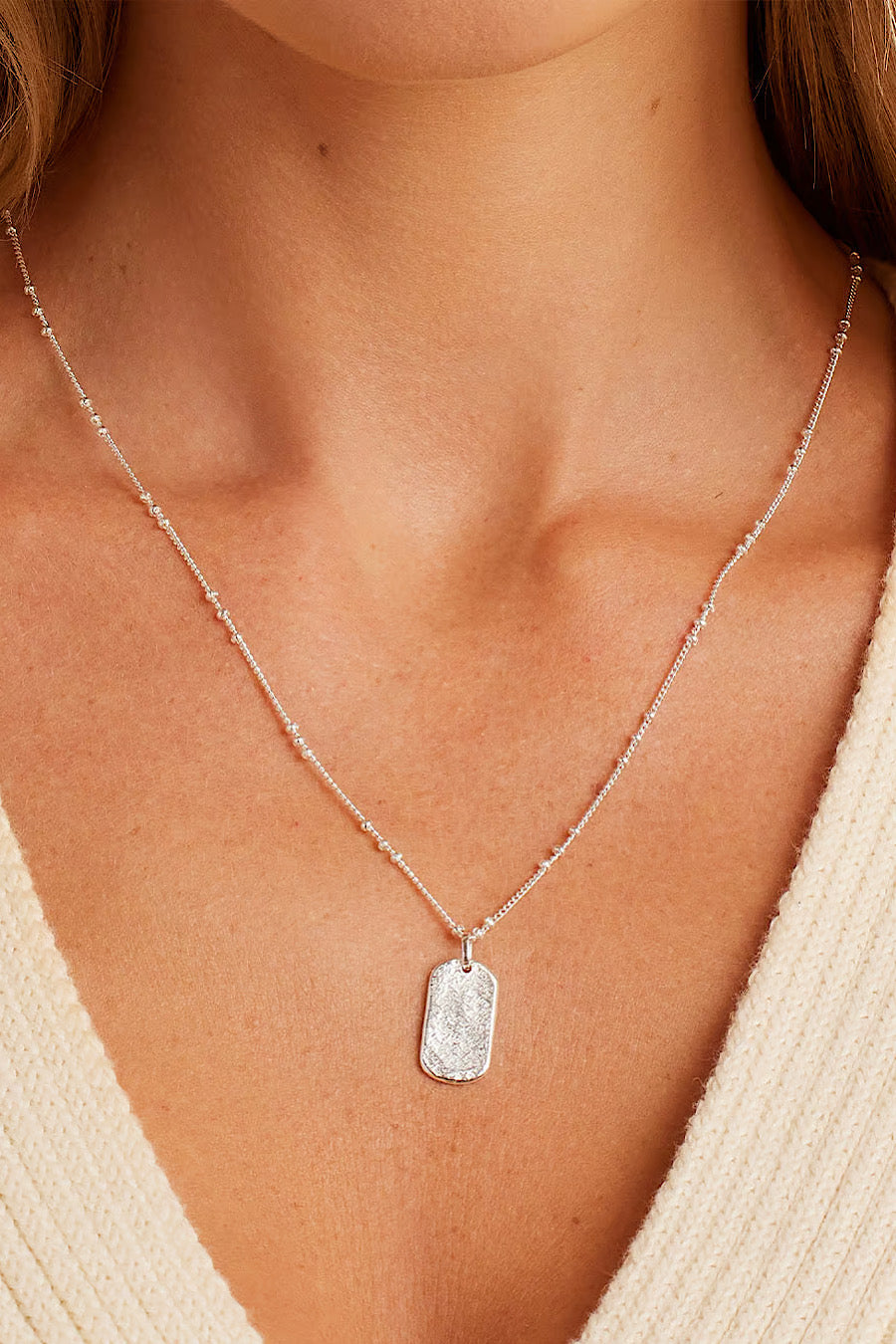Gorjana Griffin Dog Tag Necklace Silver