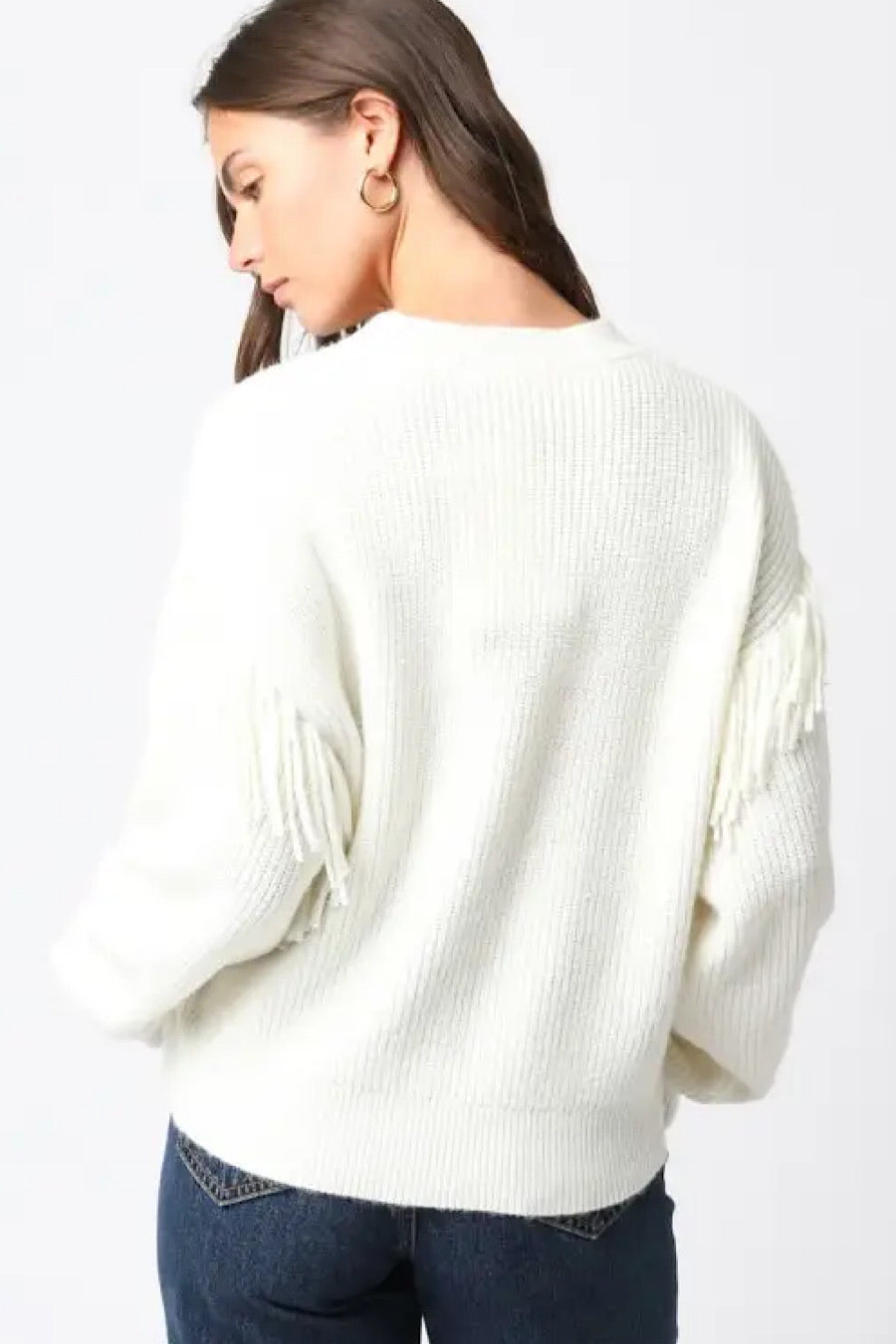 Being the West Fringe Sweater in Cream