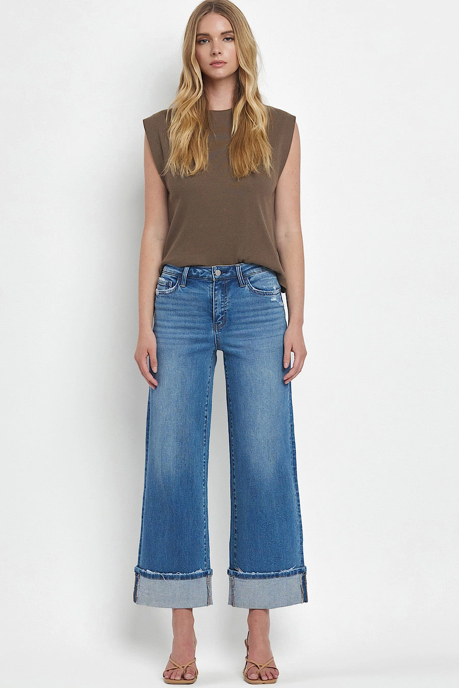 Mooreland Cuffed Wide Leg Jeans