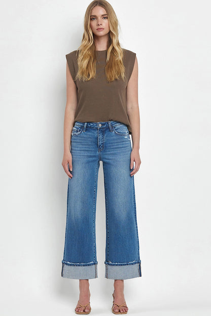 Mooreland Cuffed Wide Leg Jeans