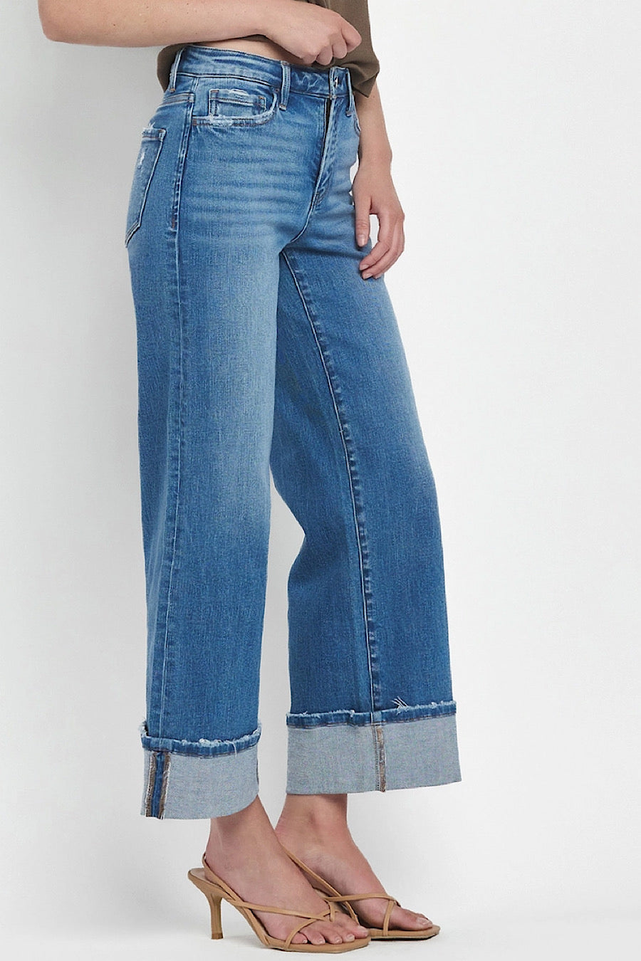 Mooreland Cuffed Wide Leg Jeans