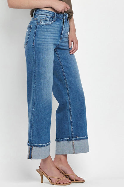 Mooreland Cuffed Wide Leg Jeans