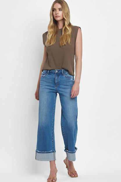 Mooreland Cuffed Wide Leg Jeans