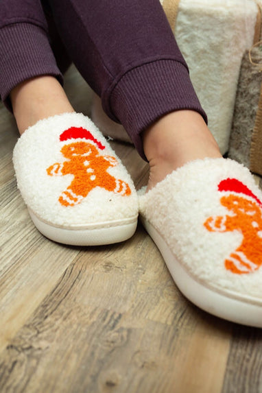 Gingerbread Fuzzy Christmas Slippers