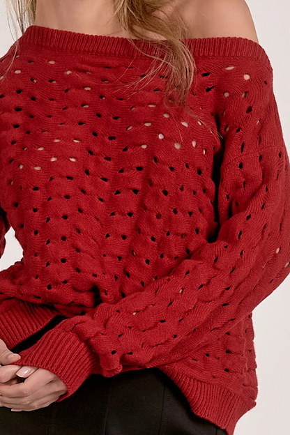 Adrienne Open Knit Sweater Red