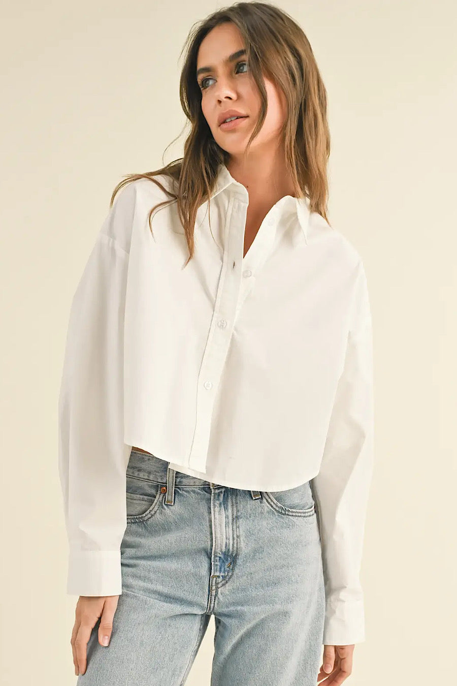 Prep Academy Cropped Button Down Shirt
