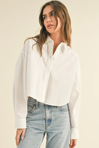 Prep Academy Cropped Button Down Shirt