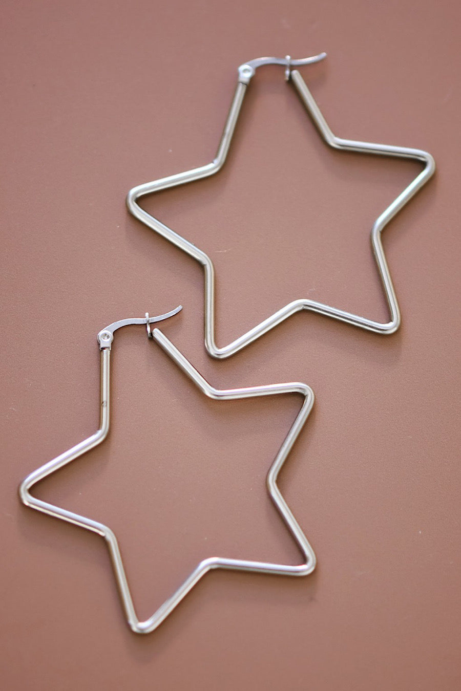Star Cutout Drop Earrings Silver
