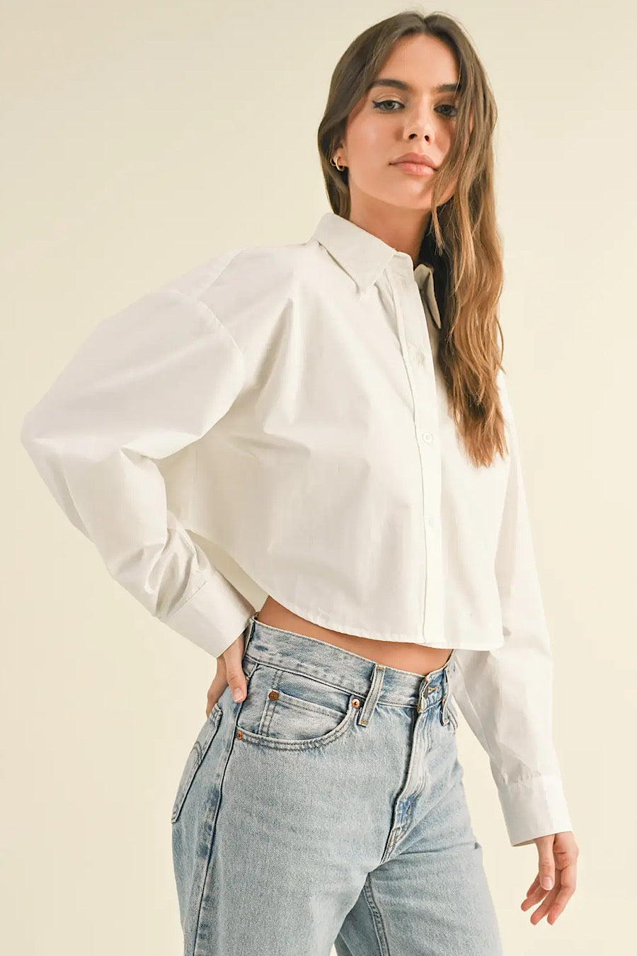 Prep Academy Cropped Button Down Shirt