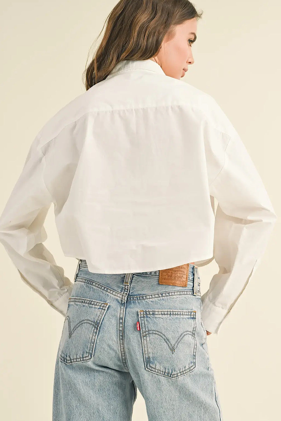 Prep Academy Cropped Button Down Shirt