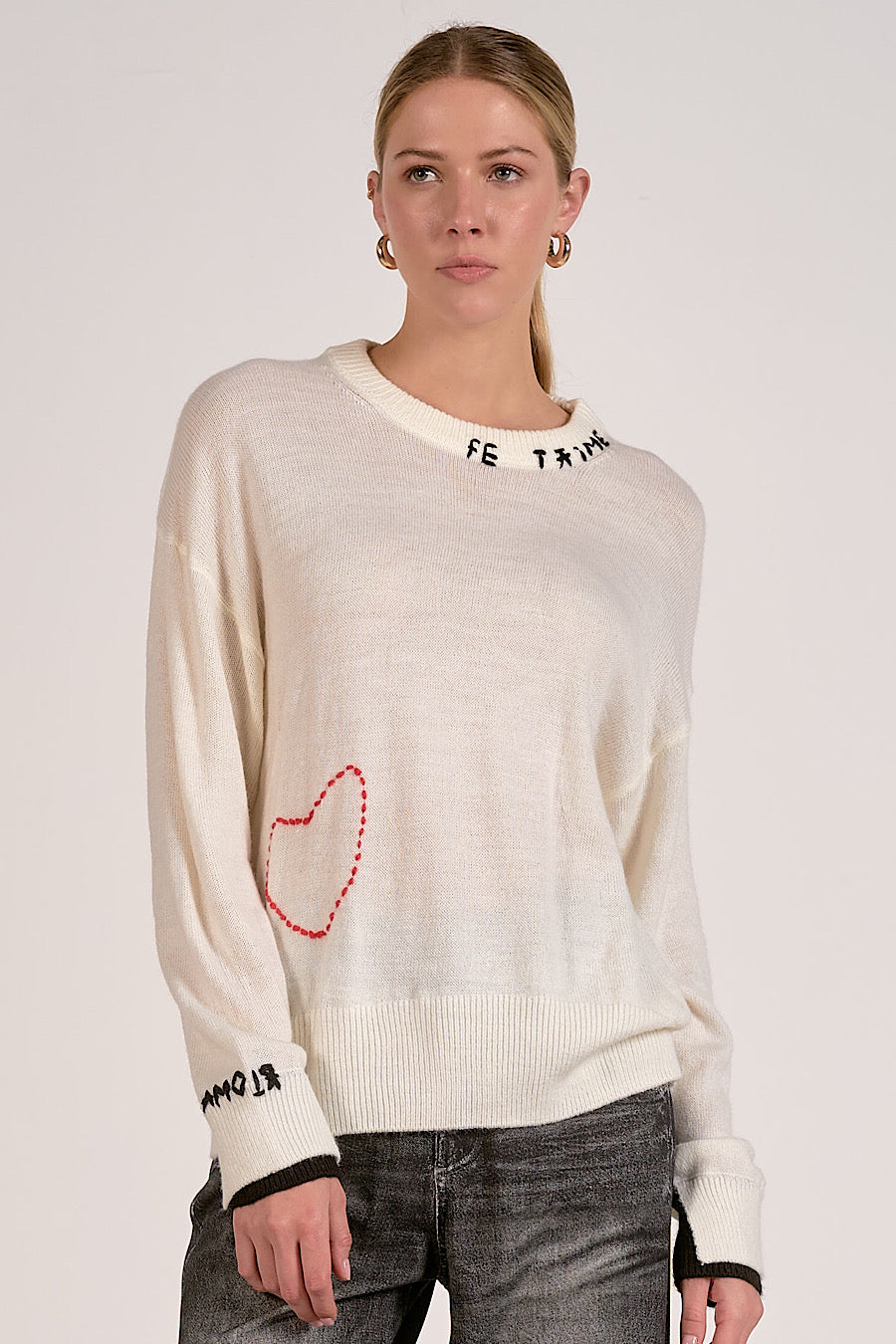 Je t’aime Love Embroidered Sweater