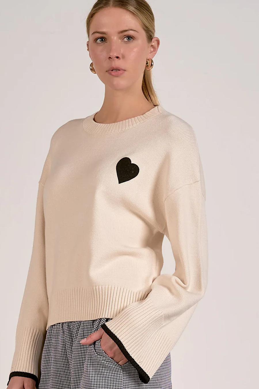 With a Black Heart Sweater in White