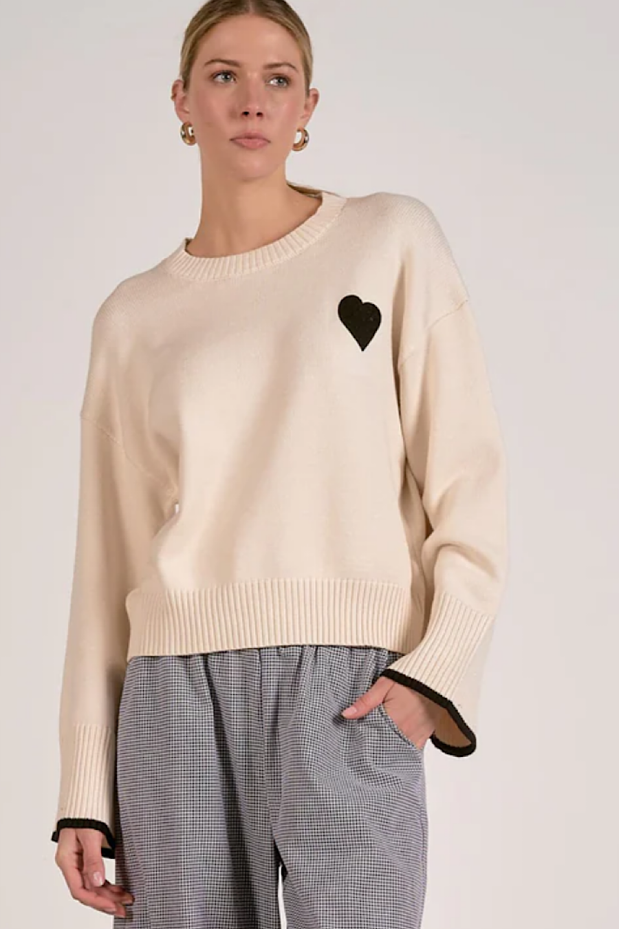 With a Black Heart Sweater in White