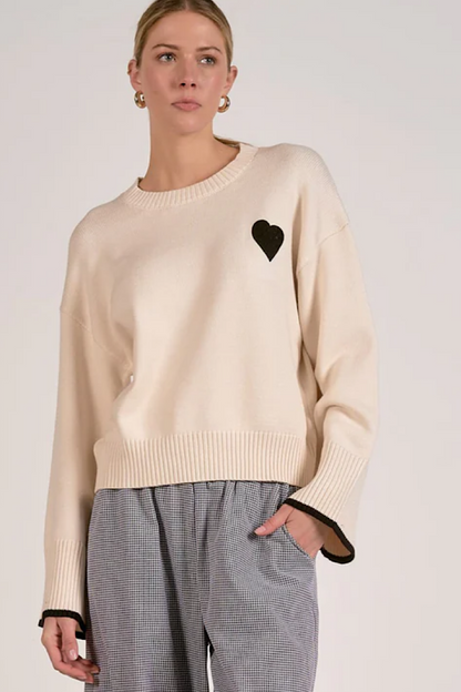 With a Black Heart Sweater in White
