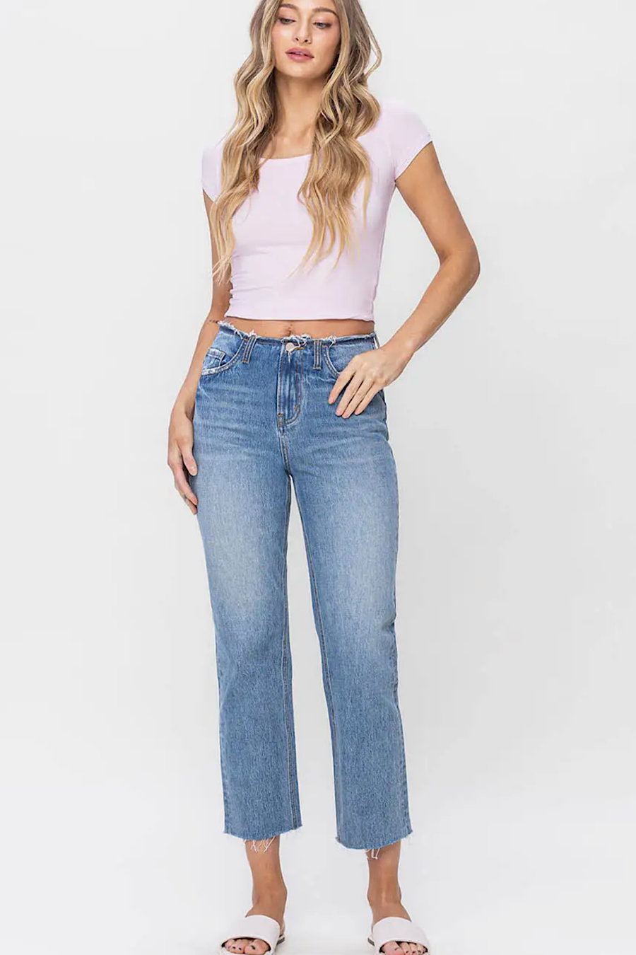 Bandless High Rise Straight Jeans