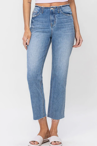 Bandless High Rise Straight Jeans