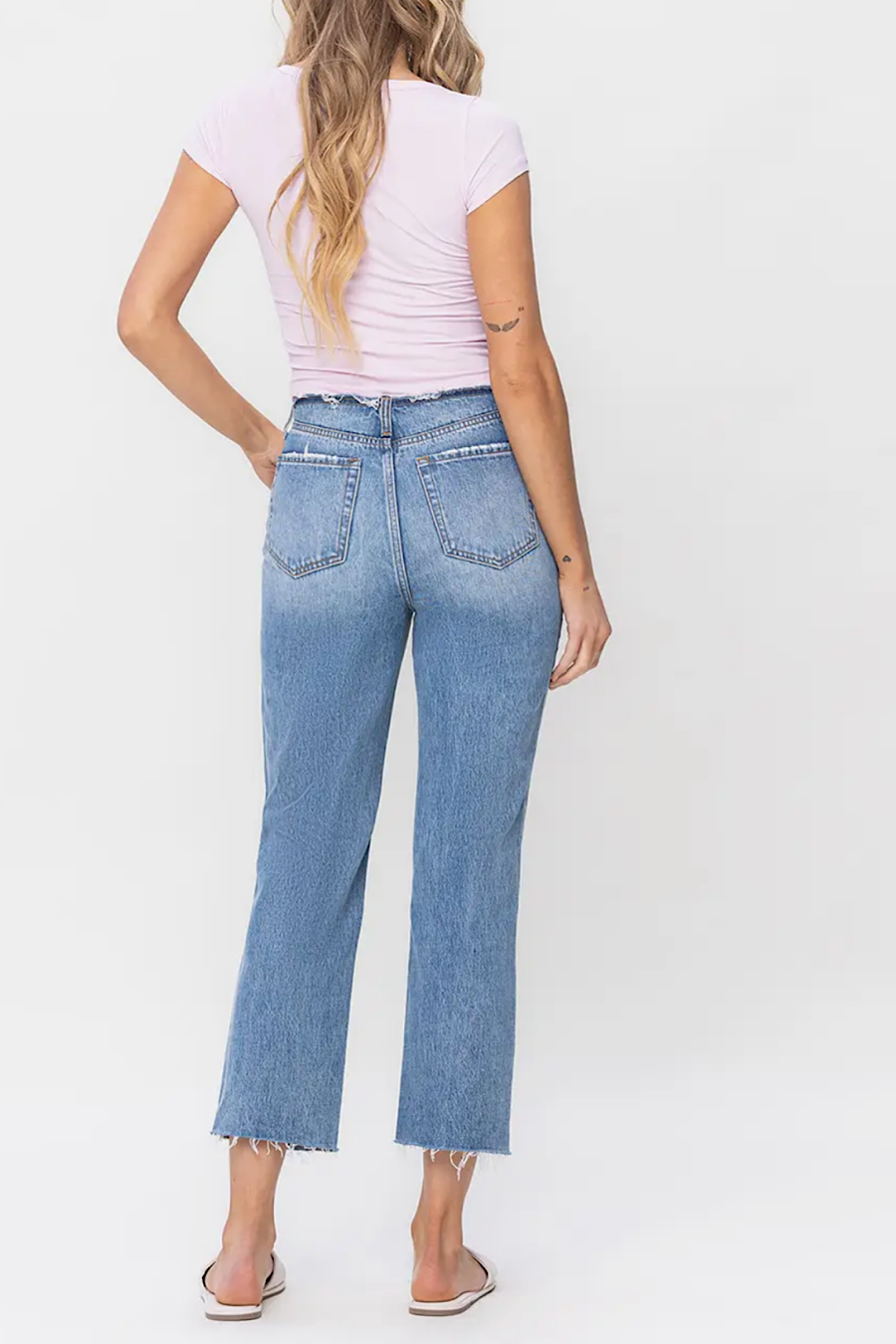 Bandless High Rise Straight Jeans