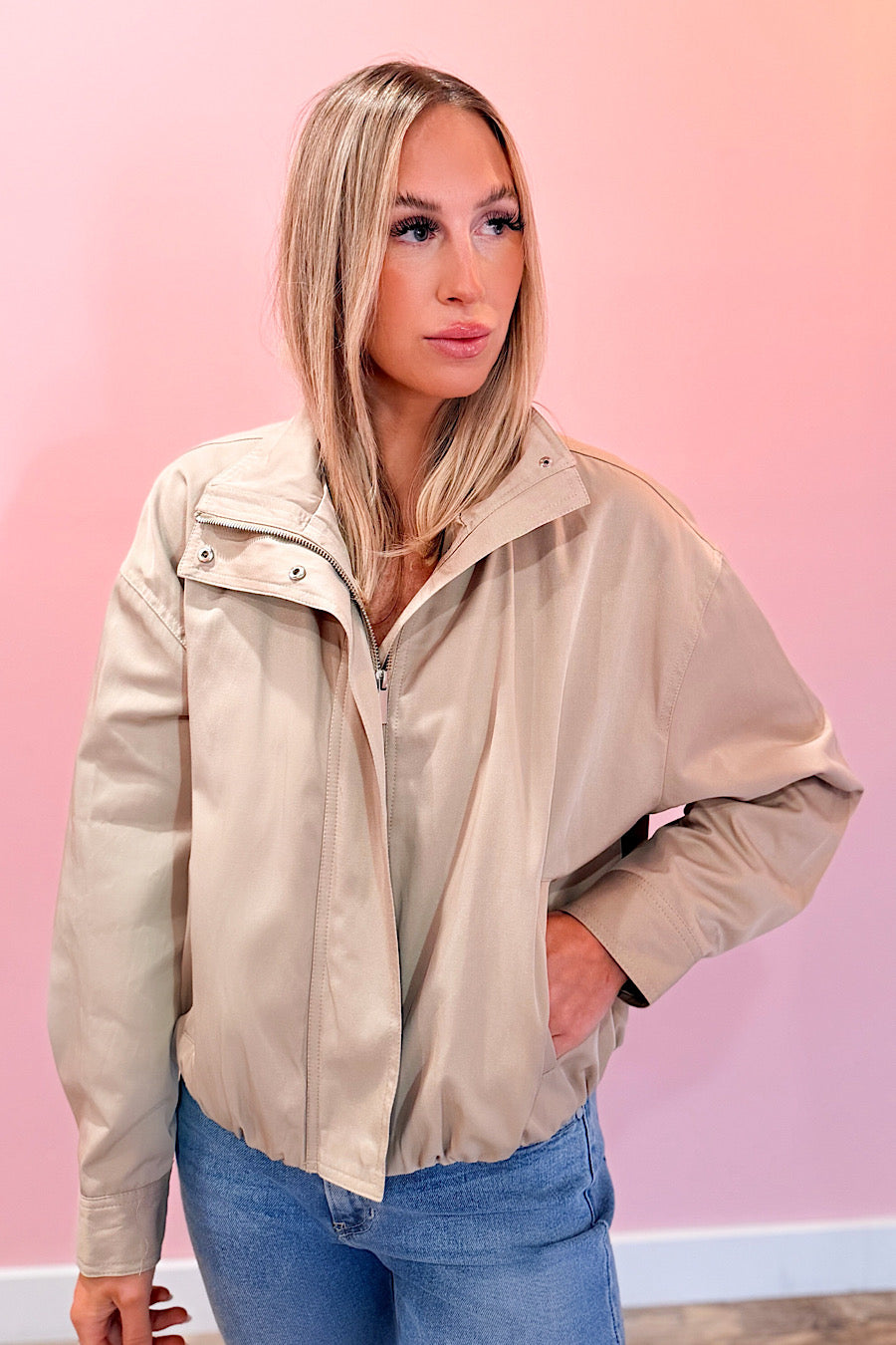 Parkwood Bubble Hem Jacket Khaki