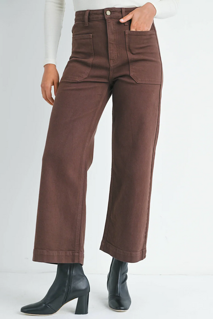 Utility Wide Leg Jeans Expresso Brown