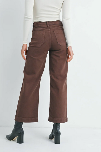 Utility Wide Leg Jeans Expresso Brown