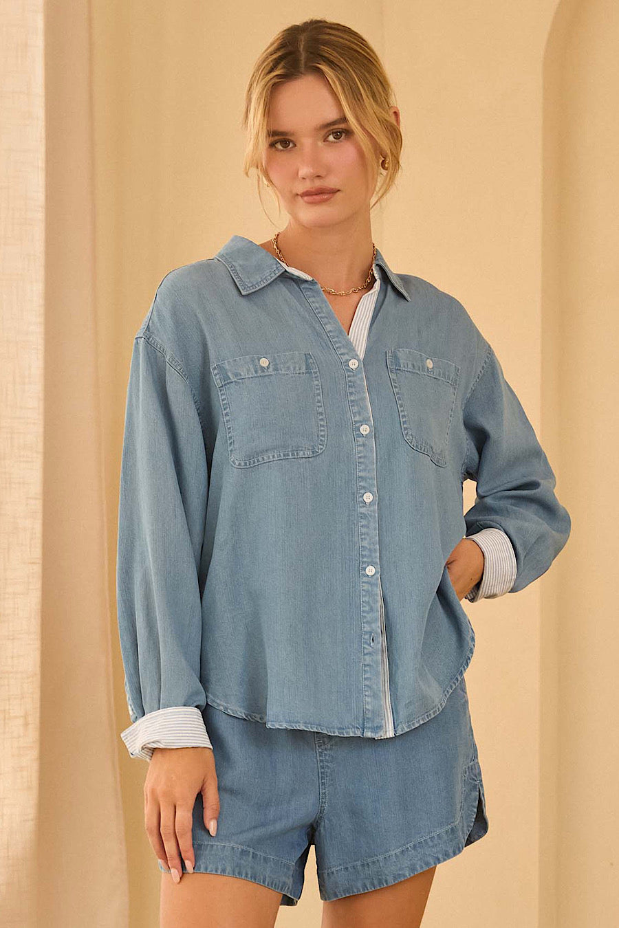 Living Easy Tencel Contrast Stripe Shirt