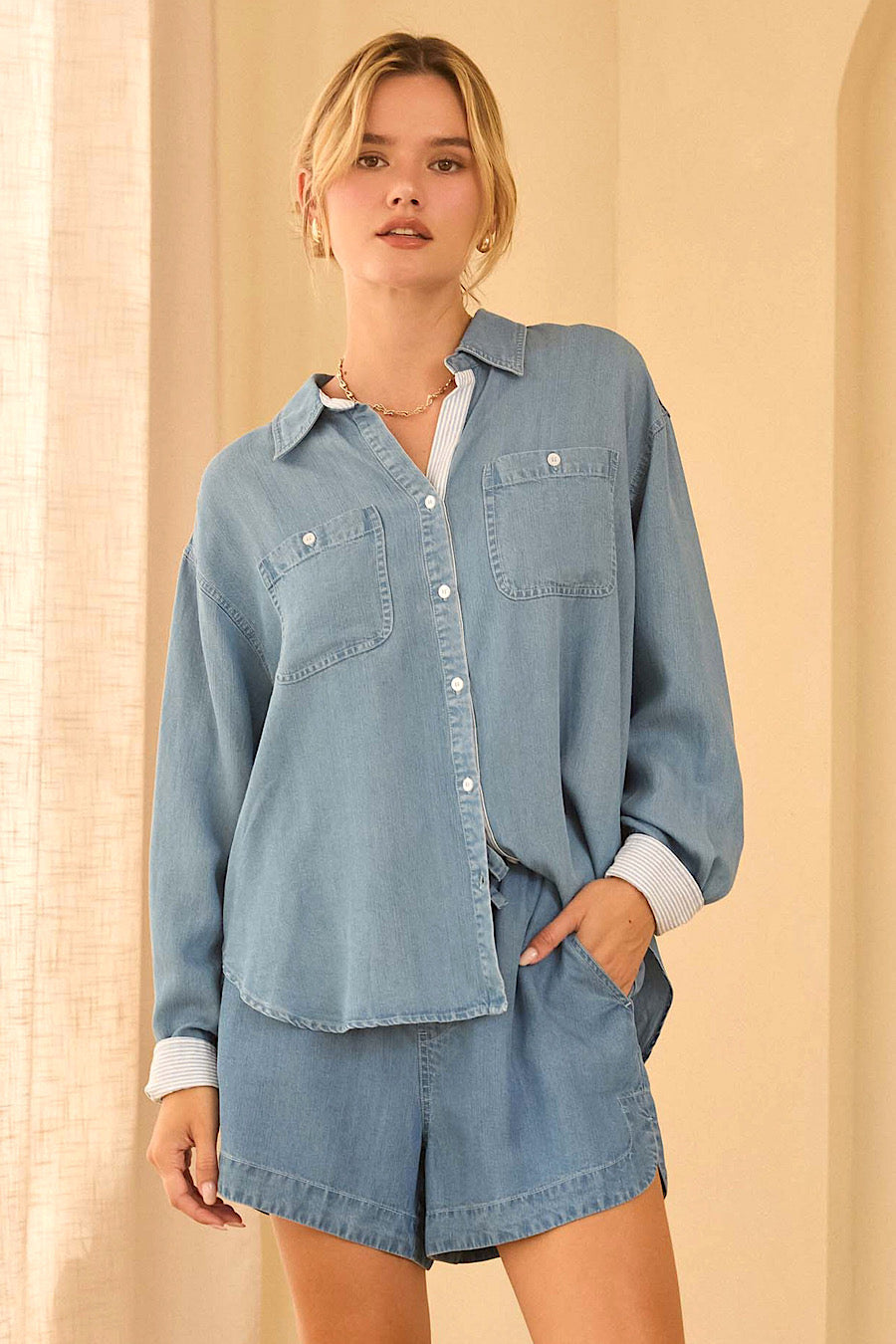 Living Easy Tencel Contrast Stripe Shirt