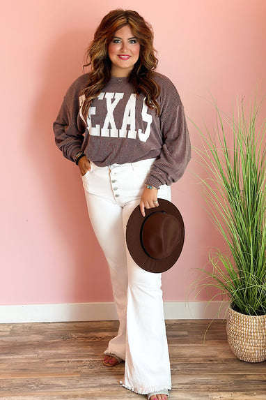 Texas Oversized Corded Sweatshirt Coffee