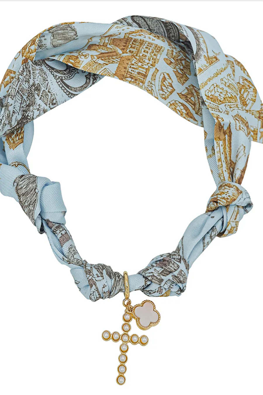 Scarf Necklace with Cross Charm