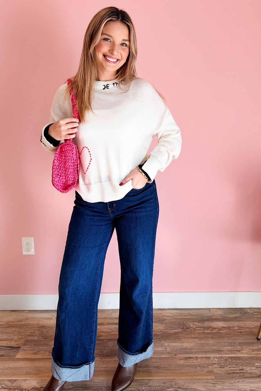 Je t’aime Love Embroidered Sweater