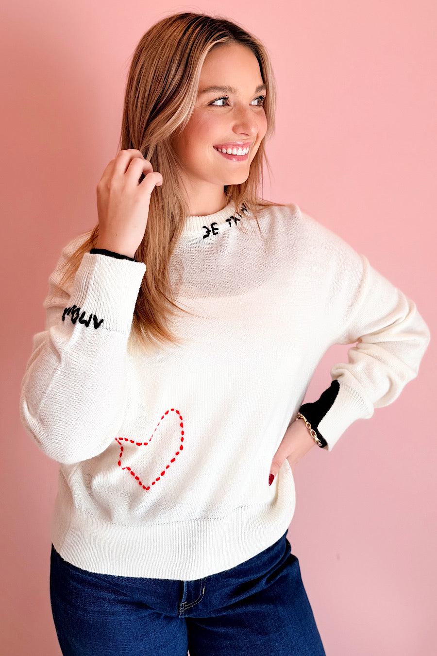 Je t’aime Love Embroidered Sweater