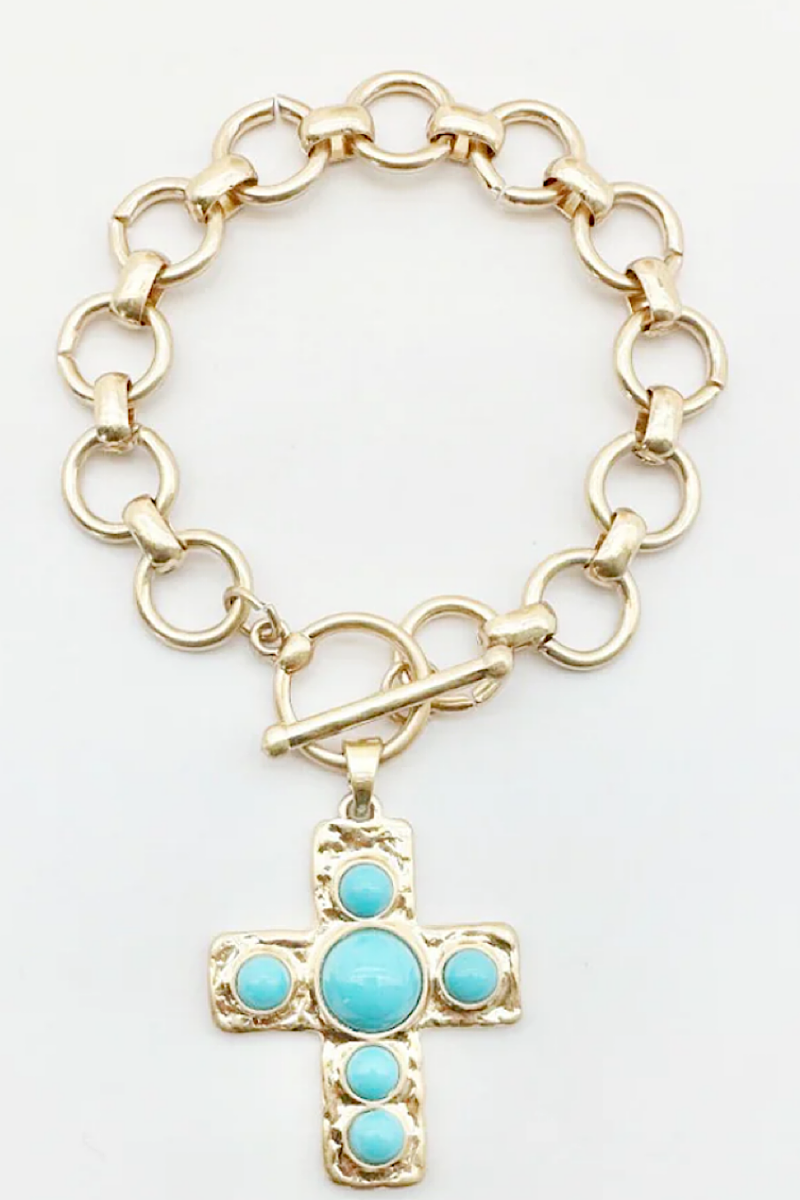 Turquoise Cross Gold Bracelet