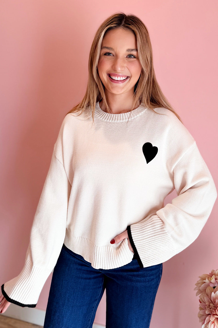 With a Black Heart Sweater in White