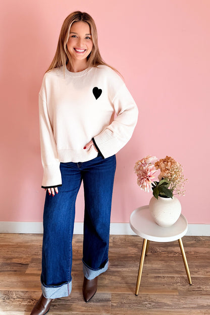 With a Black Heart Sweater in White