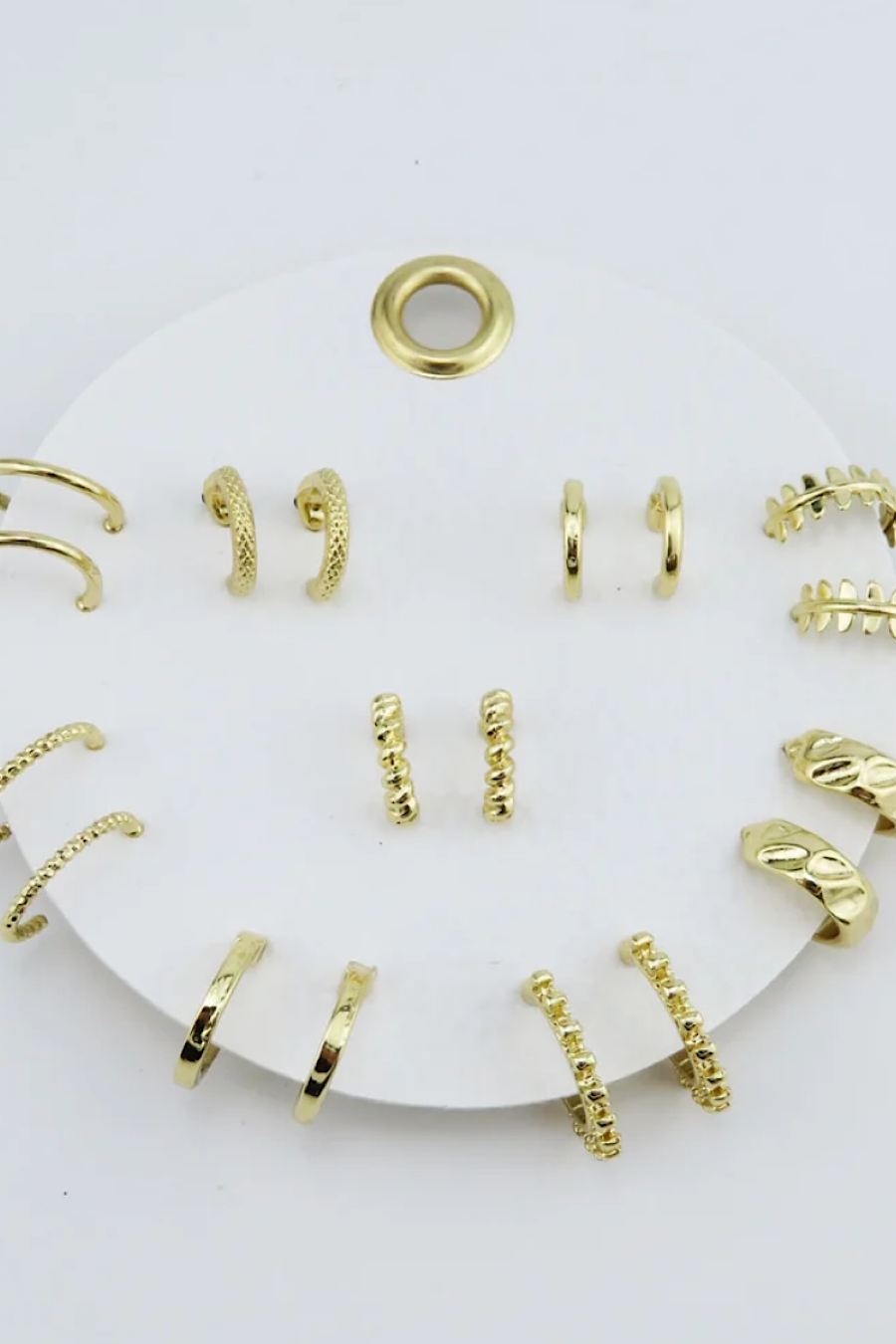 Set of 9 Gold Hoop Earrings Set
