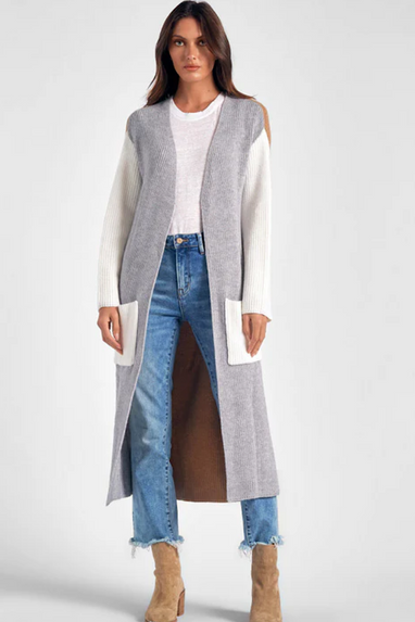 Kitson Colorblock Long Cardigan