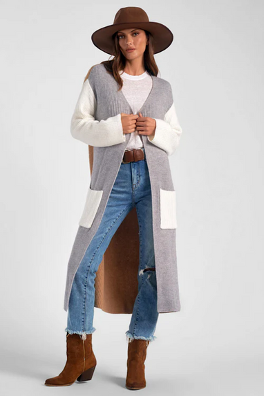 Kitson Colorblock Long Cardigan