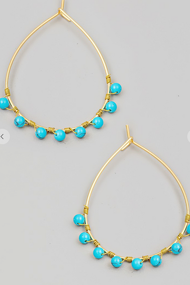 Turquoise Gold Teardrop Earrings.