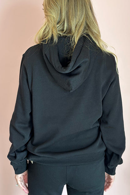 Ula Fleece Relaxed Hooded Sweatshirt Black