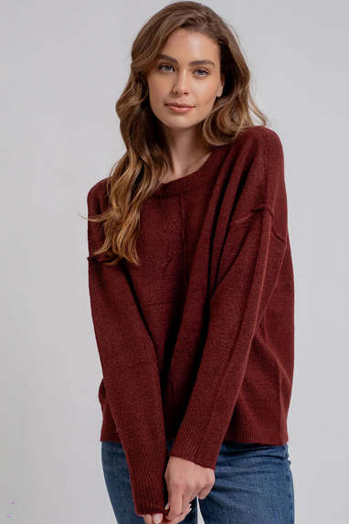 Damsville Pullover Sweater in Oxblood