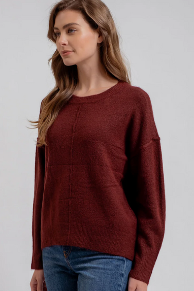 Damsville Pullover Sweater in Oxblood