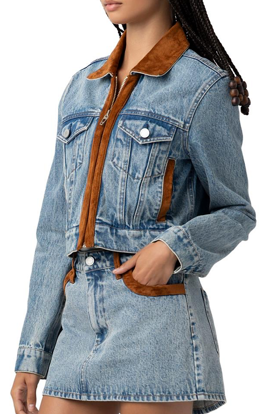Blank NYC Rodeo Drive Suede &amp; Denim Jacket