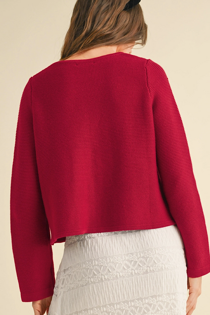 My Gift Tie Front Cardigan Red