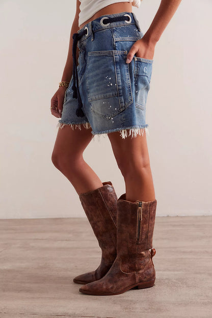 Free People Moxie Barrel Denim Shorts