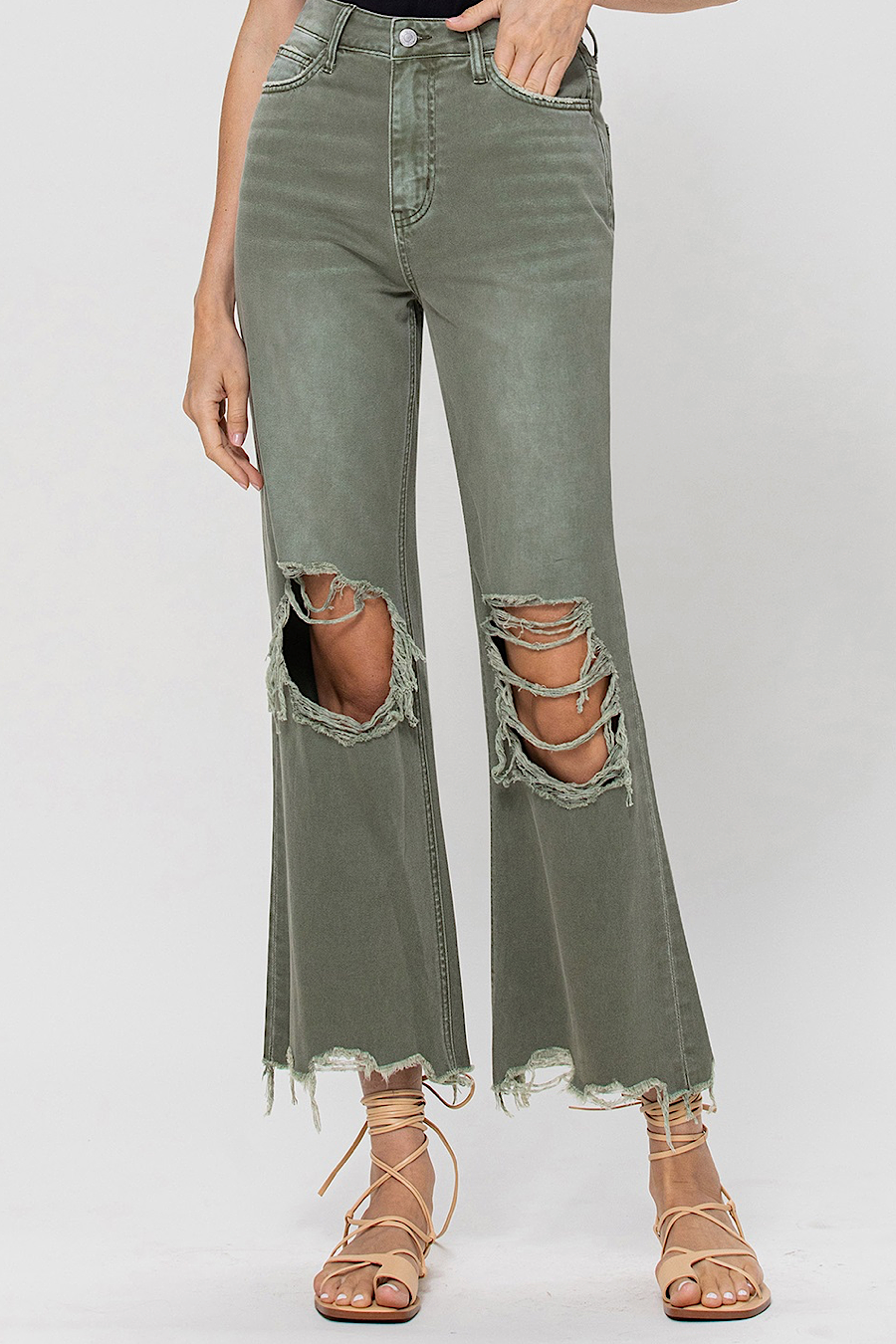 Olive best sale distressed jeans